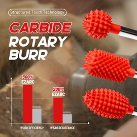 EZARC Tungsten Carbide Rotary Burr Kit, 1/8’’ Shaft Wood Carving Bits, Very Coarse Engraving & Material Removal Tool with Storage Case, 3-Piece