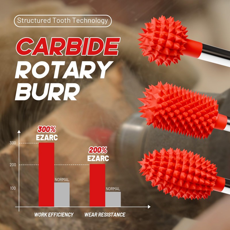 EZARC Tungsten Carbide Rotary Burr Kit, 1/8’’ Shaft Wood Carving