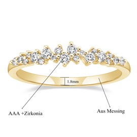 Titaniumcentral Women's Ring Slim Simple Rose Gold Silver Cubic Zirconia Engagement Rings Wedding Rings Partner Rings, Brass, Cubic Zirconia