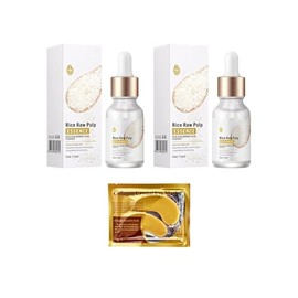 2 Serum Arroz cido Hialurnico  1 Par de Mascarilla de colageno para ojos con base de Oro, Reduce Poros Aclara Acido Hialuronico Anti Acne Poros...    