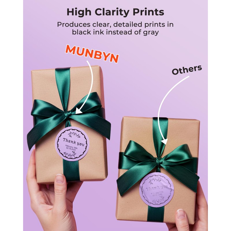 MUNBYN 3 Inch Purple Circle Thermal Sticker Labels, Multi-Purpose Self-Adhesive