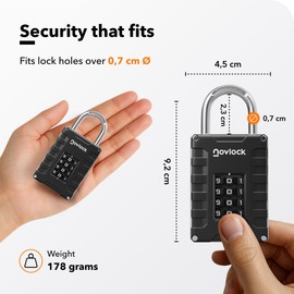 Locker Padlock with 4-Digit Code for Gym, School, Home, Work – Sturdy Combination Lock with Hardened Steel Shackle – 1-Pack, Black/Silver