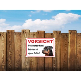 'Beware of the Dog Sign – Caution Rottweiler Freilaufender, 15x20cm