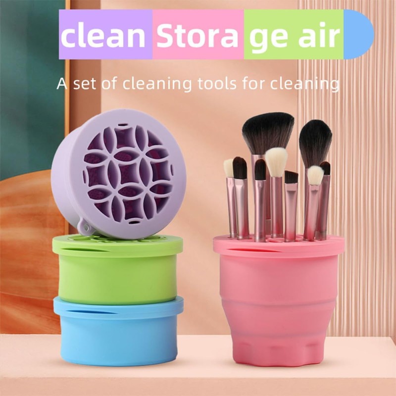 HOMSFOU Limpiador de Brochas de Maquillaje Recipiente Plegable de Silicona
