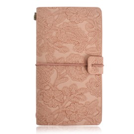 Journal Notebook, A6, Travel Notebook, PU Leather Cover, Notebook, Pink Diary, Notebook, Travel Record Book, Journal, Notepad, Ruled, Grid, Solid, Refillable, 192 Pages