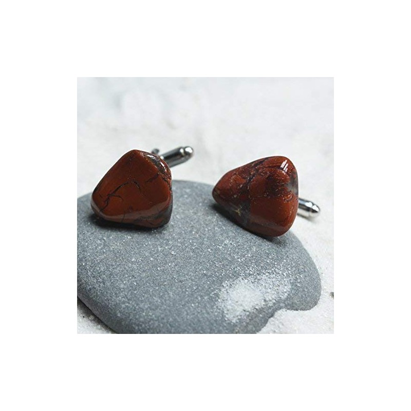 Custom Brecciated Jasper Stone Cufflinks - 1 Set