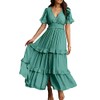 Amegoya Women's Summer Boho Tiered Maxi Dress V Neck Smocked