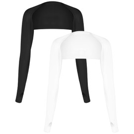 DSLSQD 2 Pack Cooling Shawl Arm Sleeves Sun Sleeves for Women UV Protection Arm Sleeve with Finger Hole for Golfing (black+white)