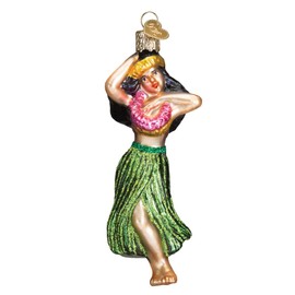 Old World Christmas Beach Gifts Glass Blown Ornaments for Christmas Tree Hula Dancer, Multicolor, Model:10194