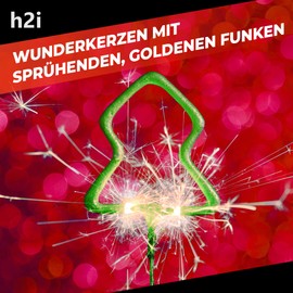 h2i Tree & Star Sparklers | Pack of 20 | 18 cm | +/- 60 Seconds | Star Splash & Spark Magic for Christmas and New Year's Eve | Cat F1