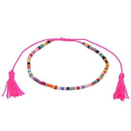 Stands Out, Supplying Outstanding Gifts Womens Girls Adjustable Hot Pink Braided Beaded Anklet Ankle Bracelet