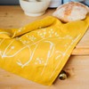 Mustard Linen Tea Towel, hand printed with hedgerow flowers. This