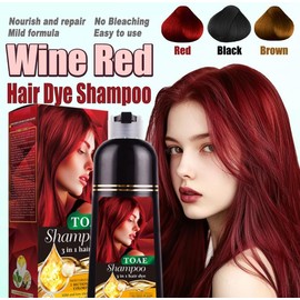 TOAE Hair dye Shampoo 400ML instant Hair Dye Shampoo for Men & Women-3 in 1 Shampoo-Long Lasting-Safe & lt's easy to use at home Haircare - Color: Natural Black, quantity: 1