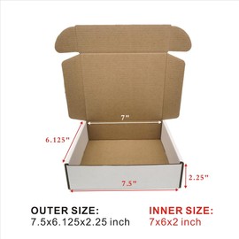 JIKEER2 7x6x2 inch Small Shipping Box Mailers, White Corrugated Cardboard Packaging Storage Boxes 25 Pack