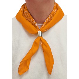 Komonee Tie Neck Ring Loop Clasp Silver Colour With Amber Paisley Bandana Head Scarf Headbands Handkerchief Cowboy Cotton Bib Party Face For Mens Womens Unisex