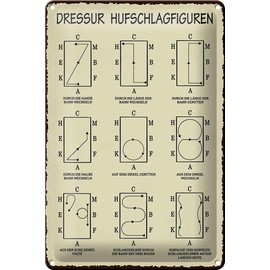 FEMER Tin Sign 20 x 30 cm Dressage Riding Hoof Strike Figures Horse Dressage Rider