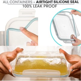 Razab 16 Pc (Set of 8) 30 Oz Glass Meal Prep Containers with Lids, Airtight Large Glass Food Storage Containers, Reusable Leak Proof BPA Free, Freezer to Oven and Dishwasher Safe