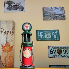 PARSAHO Gas Pump Model Home Decor Money Piggy Bank Metal Gas Station Gasoline Pump Petroliana Statue Old Fashion