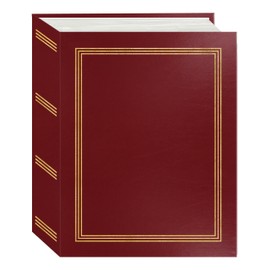 Pioneer Mini Max Bound Photo Album, Solid Color Designer Covers with Accents, Holds 100 4x6 Photos, 1 Per Page, Color: Burgundy.