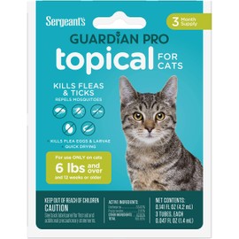 Sergeant's Guardian Pro Flea & Tick Squeeze On Topical Cats 6lbs and Over, 3 Count