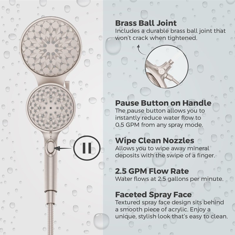 Pfister HydroFuse Shower Head and Handheld Combo, Hose Included, Magnetic