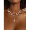 Coshilta Cross Necklace for Women,925 Sterling Silver Plated Stackable Layered