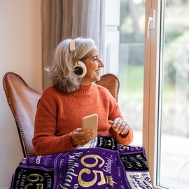 65th Birthday Gifts for Women Unique, Happy 65th Birthday Gifts for Women Ideas, 65 Year Old Birthday Decorations Gifts for Women, Best Gifts for 65 Year Old Women, 65th Birthday Gifts Blanket 60"x80"