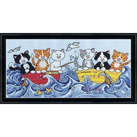 Design Works Crafts at Sea Cats Counted Cross Stitch Kit, 6 by 14"