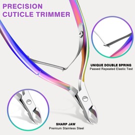Korintin 3 Pcs Cuticle Nippers Set, Cuticle Trimmer with Cuticle Pusher, 5 in 1 Cuticle Cutter Set, Cuticle Remover, Stainless Steel Cuticle Nipper Cutter Clipper for Fingernails Toenails (Colored)