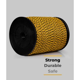 TRAE Electric Fence Polywire 3366 Feet 1026 Meters, 6 Stainless Steel Strands for Reliable Conductivity and Rust Resistance, 3mm Diameter Polywire, UV Resistant G5