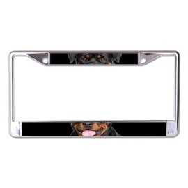 Rottweiler Face Chrome License Plate Frame