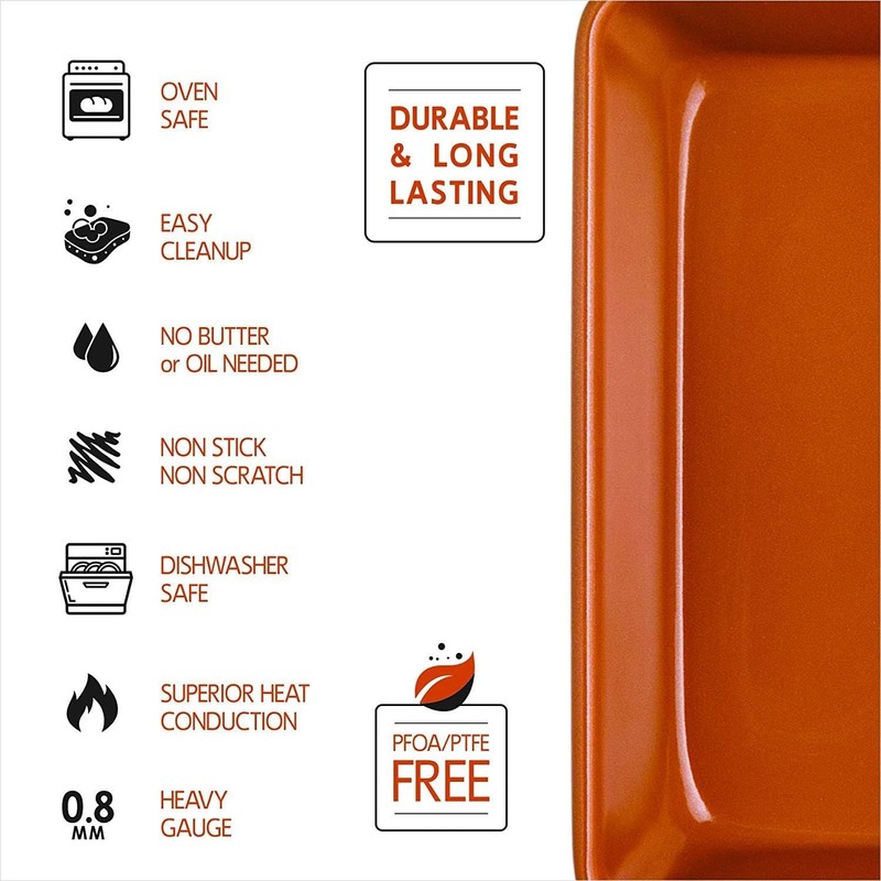 Nonstick Copper Baking Pan Ceramic Coated even cooking,Dishwasher and Oven