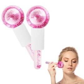 2pcs Ice Globes for Facials, Ice Roller Mold Set for Eyes and Face, Ice Balls for Face, Facial Ice Globes Mold, Skin Care Tools for Brighten Tighten Skin Hot & Cold Use (Pink)