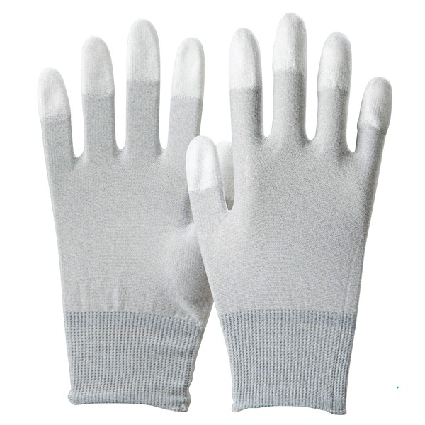Shosei Sangyo Electrostatic Carbon Fingertip Urethane Gloves, 10 Pairs L