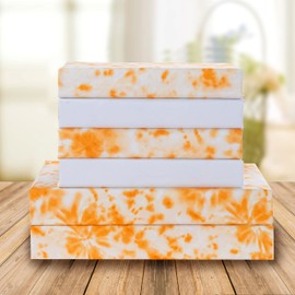 Elegant Comfort Luxury Soft Bed Sheets Tie Dye Pattern 1500 Thread Count Percale Egyptian Quality Microfiber Softness Wrinkle and Fade Resistant (6-Piece) Bedding Set, Full, Tie Dye Orange
