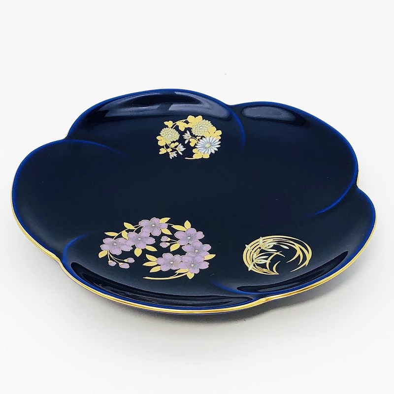 Koransha R3003-FS4 R3003-FS4 Famous Dish, Ruri Hanamaru Crest, 5 Piece