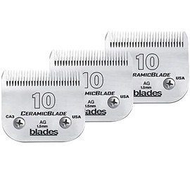 3Pack 10 Blades Dog Grooming Compatible with Andis Clippers Blade Ceramic Sharp Edge Steel Detachable Blade