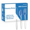 360 Count Extra Heavy Duty Clear Plastic Silverware, Disposable Plastic