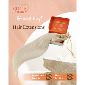 Sunny Hair Genius Weft Hair Extensions Blonde Sew in Weft hair Extensions Human Hair Remy Human Hair Weft Platinum Blonde Hand Tied Sew in Hair Extensions Real Human Hair Natural Color 14inch