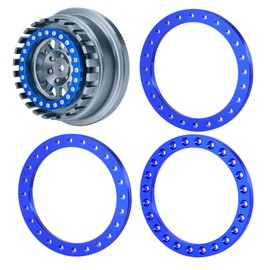 RCLIONS 4PCS Aluminum Beadlock Wheel Ring Replace for 1/7th UDR Arrma 6S UDR Unlimited Desert Racer RC Crawler Car Upgrade Parts (Blue)