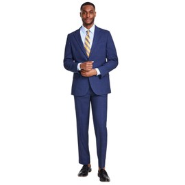 Nautica Mens Modern fit 2 Piece Suit 38 S / 32 Waist Blue Plaid Stretch