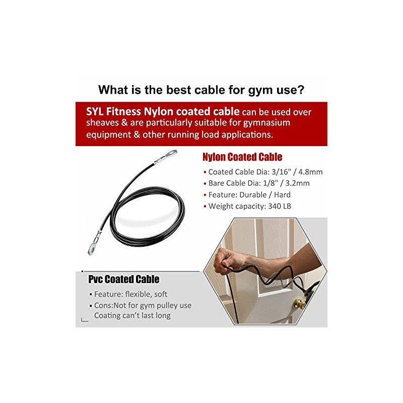 SYL Fitness 36in Cable for DIY Home Garage Gym Cable