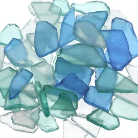 Sea Glass for Crafts,12 oz Flat Frosted Seaglass Pieces Decor,Vase Filler and Aquarium Ornament Crushed,DIY Art Supplies, for Beach Wedding Party and Home Decor (Blue, White, Green)