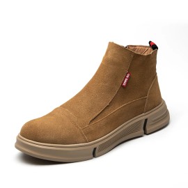Puncture Proof Anti-skid Steel Toe High Top Work Shoes Industrial and Construction Site Protective ShoesColor: Gold, US Size: 9