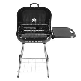 CIPACHO 28" Portable Charcoal Grill, Large Square BBQ Smoker with Wheels & Foldable Side Shelf, Kettle Grill with Adjustable Vents on Lid for Outdoor Cooking Picnic Camping