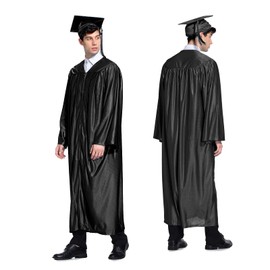 TopTie Adult Unisex Graduation Gown Cap with Tassel 2025 for High School and Bachelor-Black-45