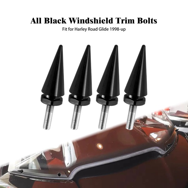 HDBUBALUS 4x Impaler Spike Black Windshield Bolt Kit Fit For