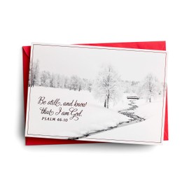 Dayspring Be Still & Know-18 Boxed, KJV Christmas Card, Red