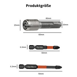 IUSOT SDS Plus Adapter 6.35 mm Pack of 2 SDS Bit Holder, Hexagonal Shank SDS Bit Holder Converter, Adapter from Round Shank to Hex Shank for Hammer Drill, Steel Adapter for Hammer Bits