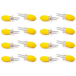 Wonlooker 16Pcs/8 Pairs Corn Holders, Stainless Steel Corn Cob Holders, Corn on The Cob Skewers, Interlocking Design Corn Forks for BBQ, Grilling, Home Cooking, Parties Camping